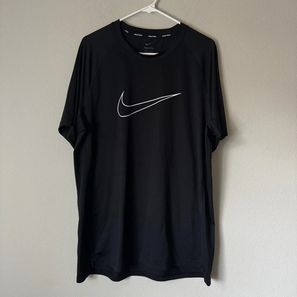Nike Pro Dri-FIT Mens XL Black Slim Fit Short Sleeve Training T-Shirt CZ1181-010
